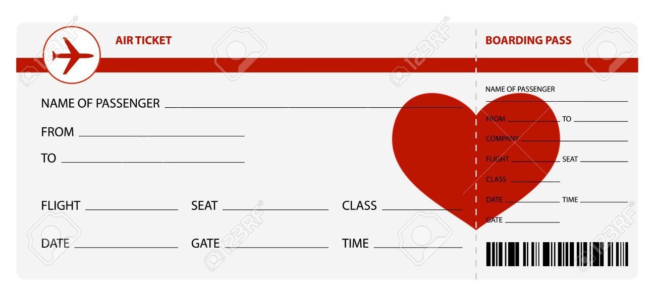Printable Plane Ticket Template Content Calendar Template