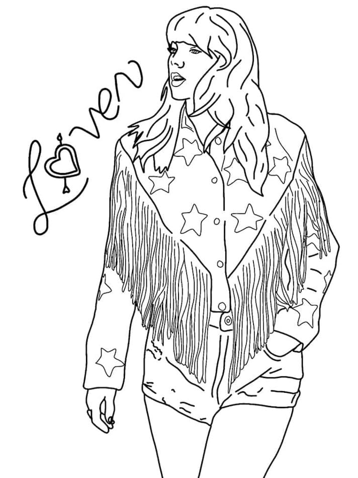Printable Pop Singer Taylor Swift Coloring Page Free Download And