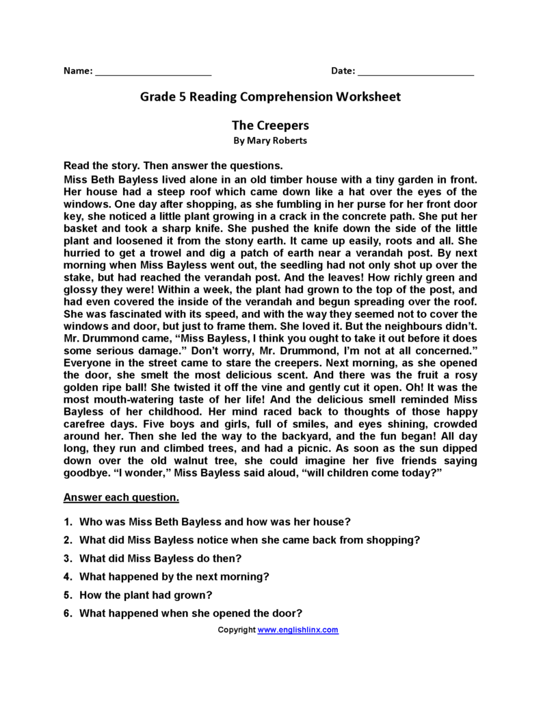 english for 5th graders worksheets
