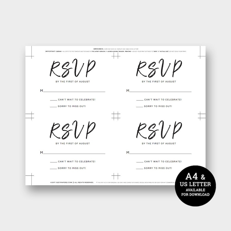 Printable Rsvp Cards