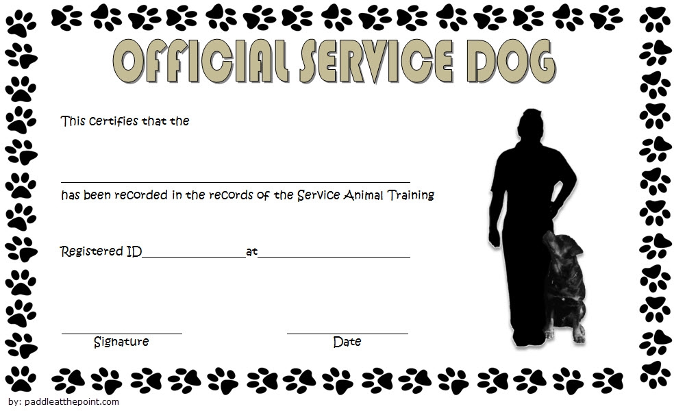 Printable Service Dog Id Card Template Free Download Rasbound