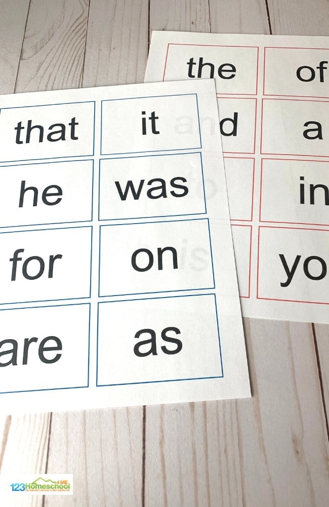 Printable Sight Word Cards