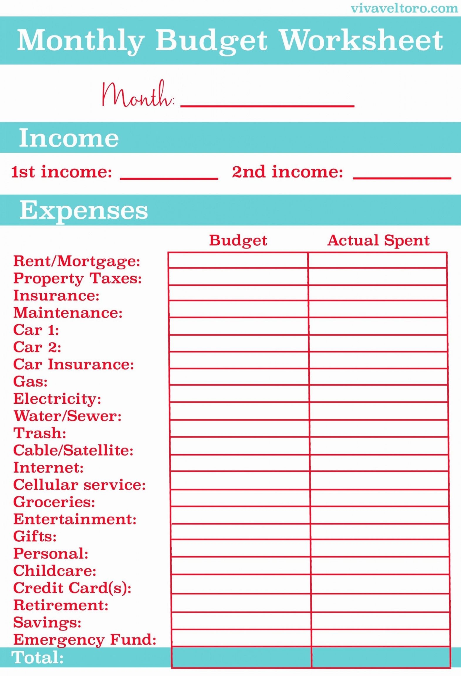 Printable Simple Budget Template Litenelo