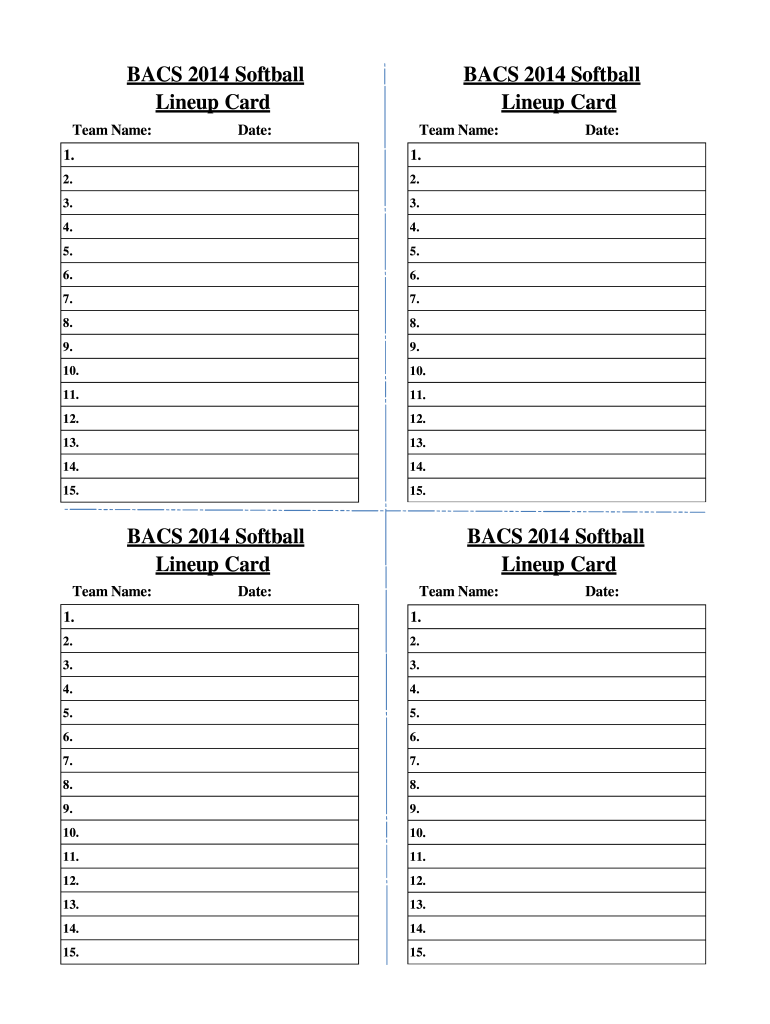 softball printable lineup cards