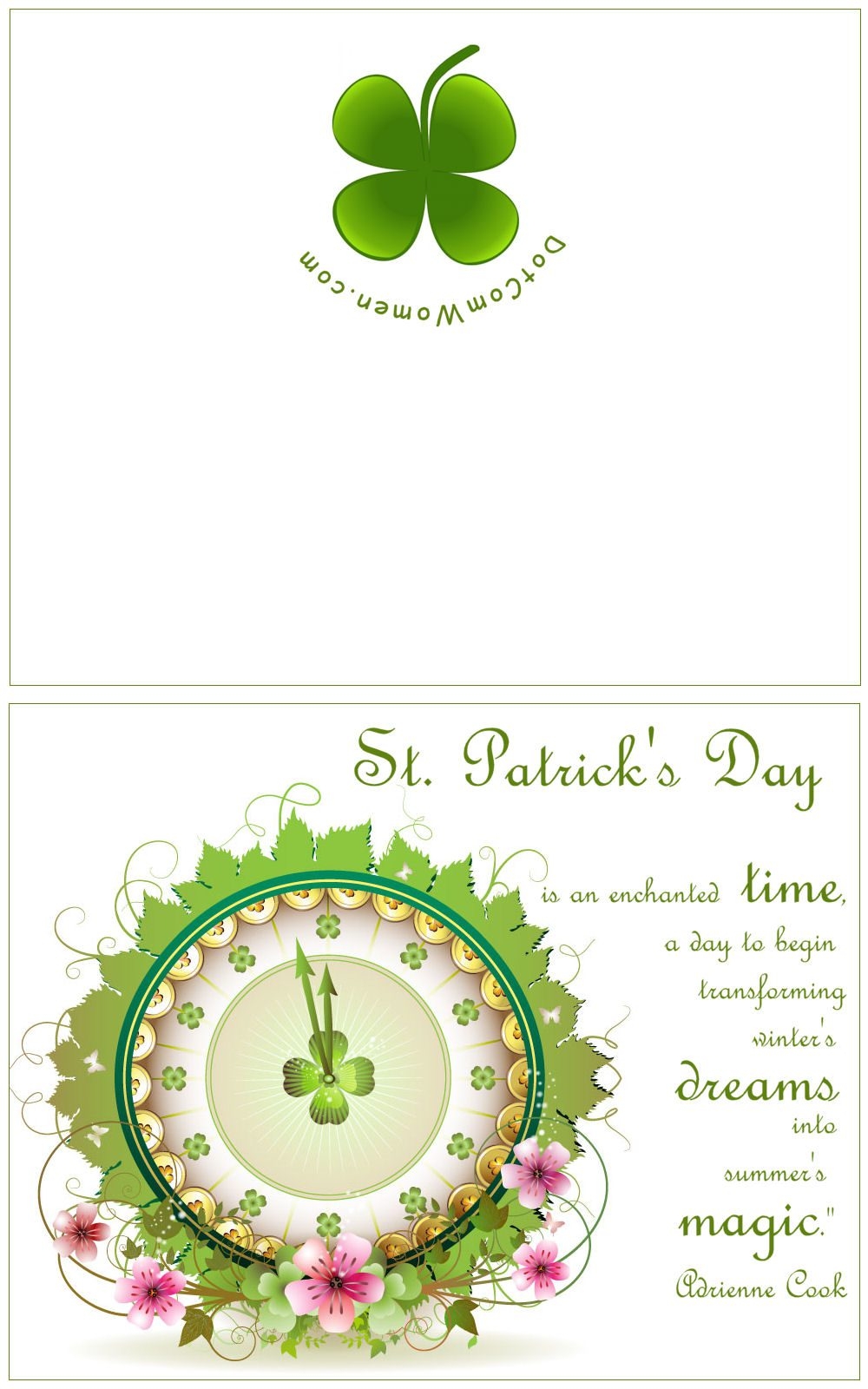 Printable St Patrick 39 s Day Card Dot Com Women