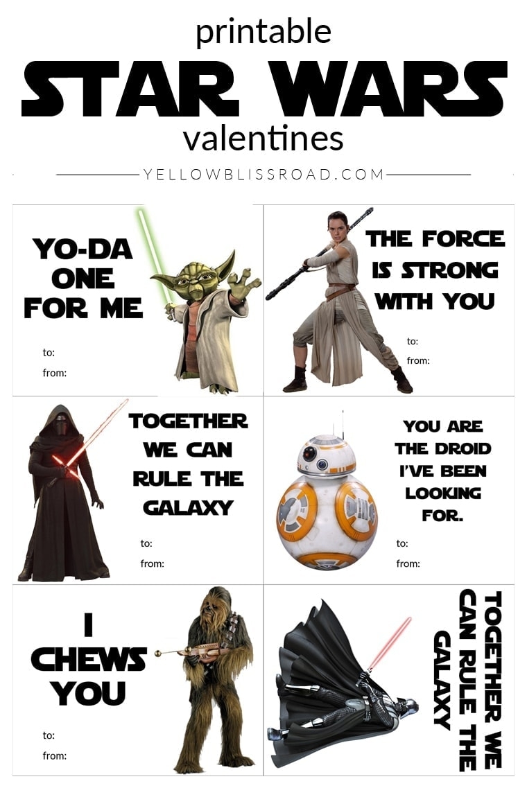 Printable Star Wars Valentine 39 s Day Cards Yellow Bliss Road