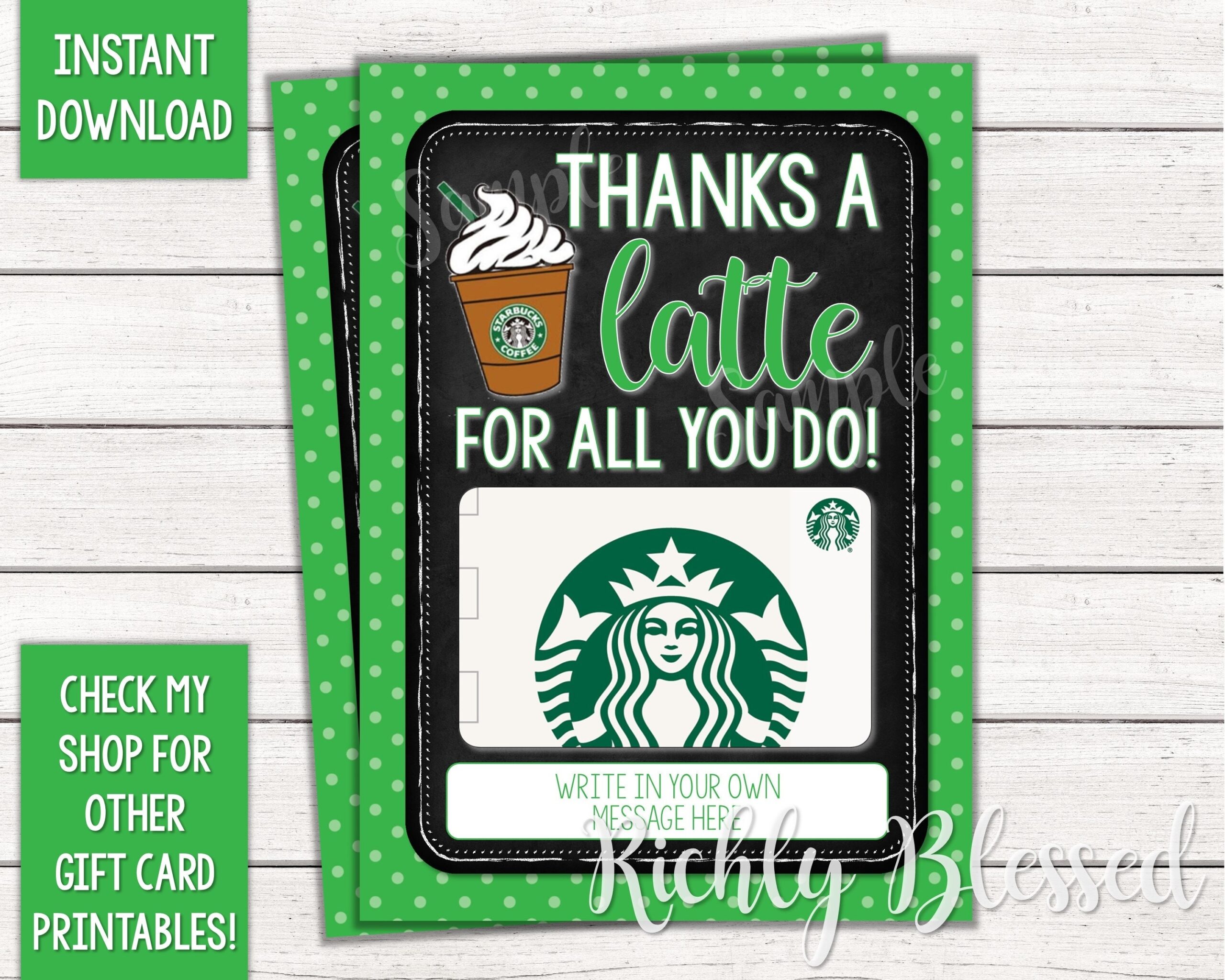 Printable Starbucks Gift Card