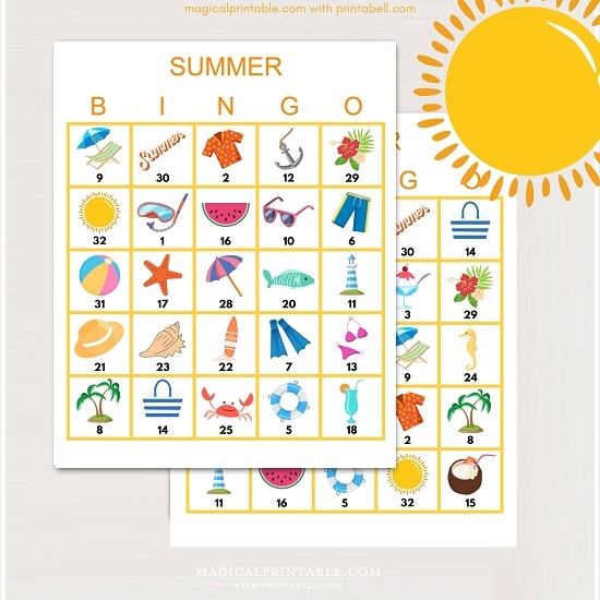 Printable Summer Bingo Cards Printabell Express