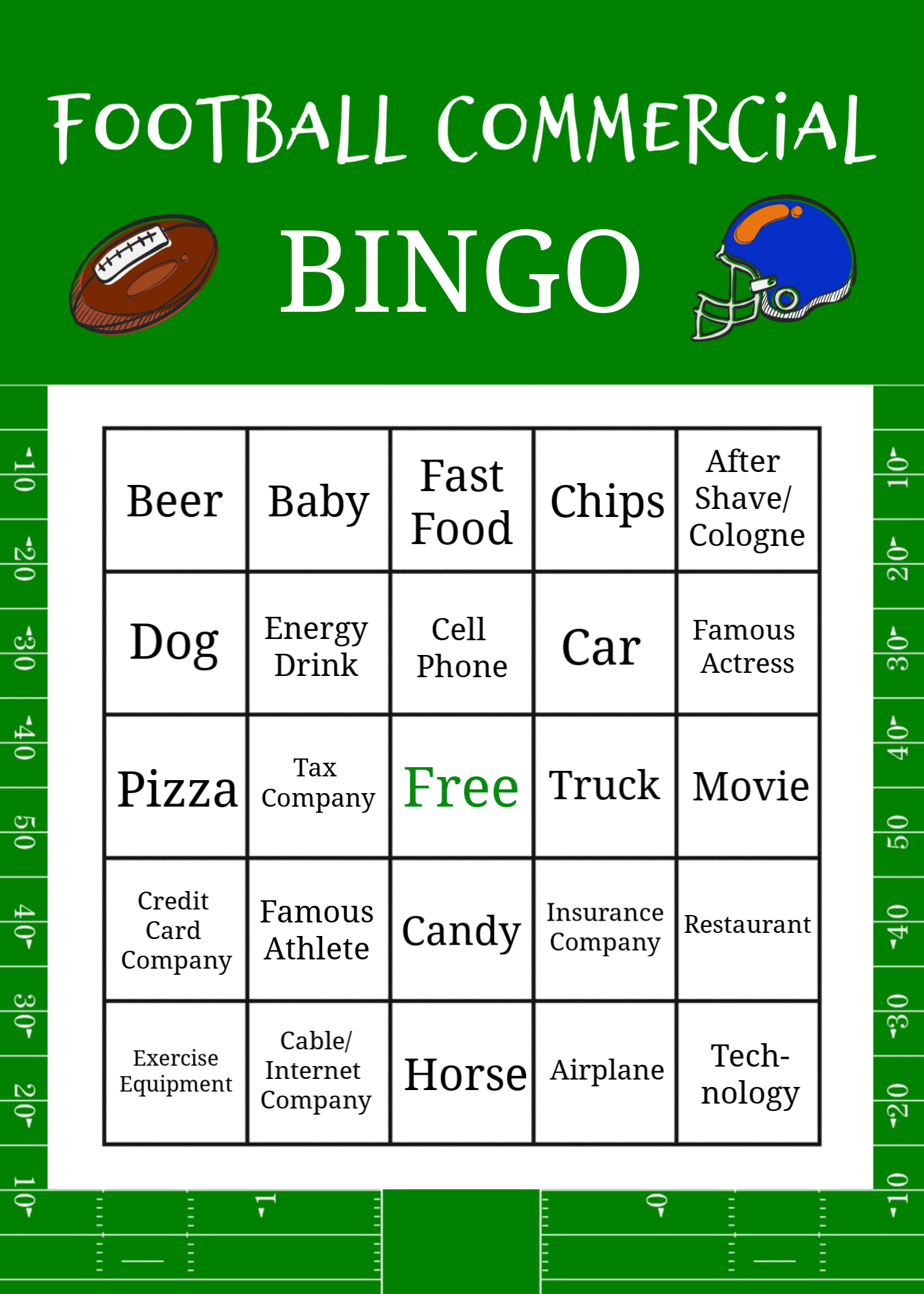 super bowl 2025 bingo cards printable