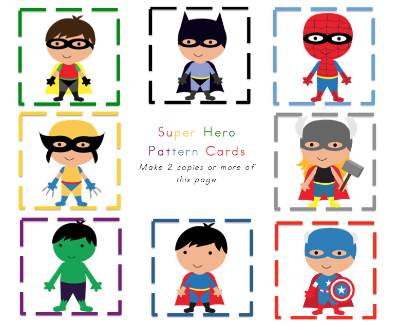 superhero flash cards printable