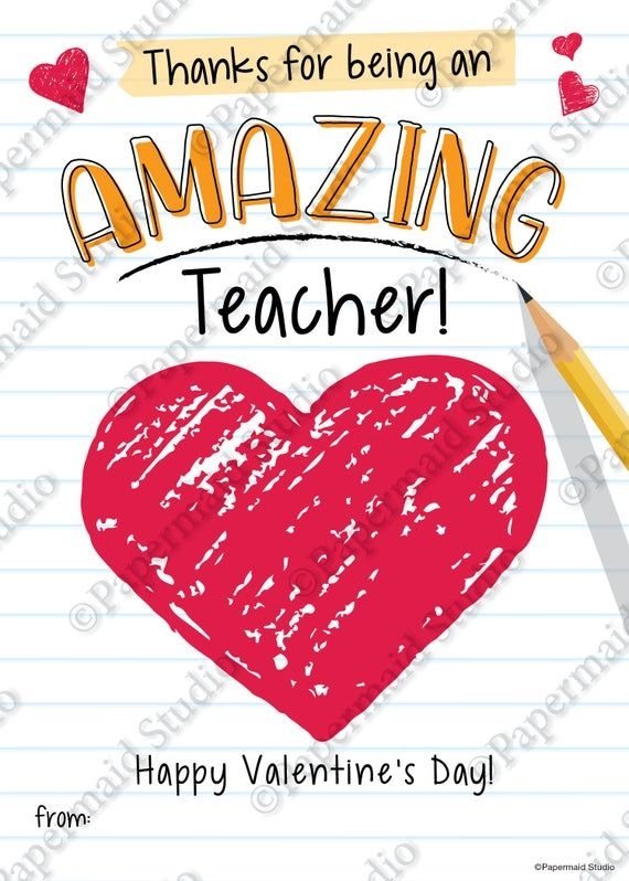 PRINTABLE Teacher Valentine Card Valentine 39 s Day Card For Teacher Gift 