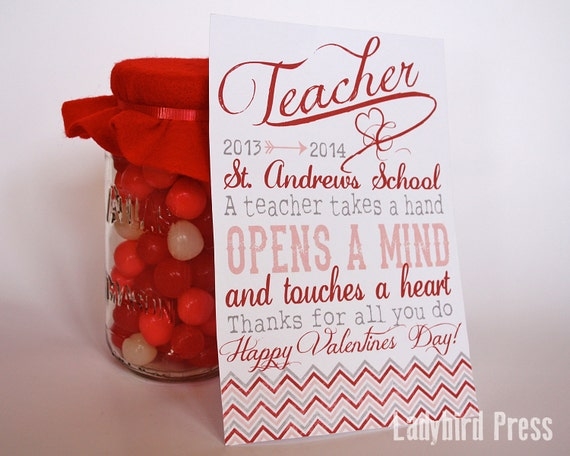 Printable Teacher Valentines Day Card By LadybirdPress On Etsy