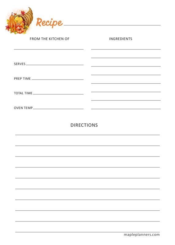 thanksgiving recipe cards printable