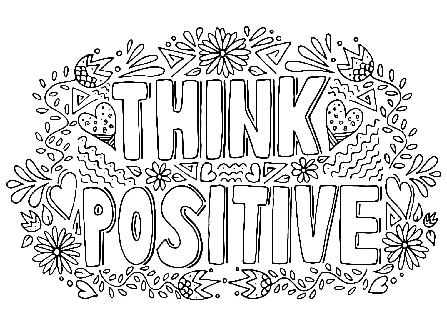 Printable Think Positive Coloring Page Free Printable Coloring Pages 