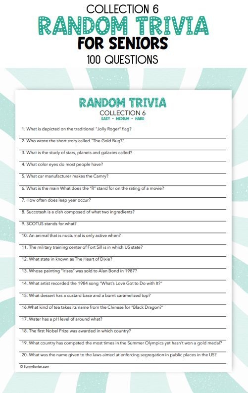 trivia worksheets printable