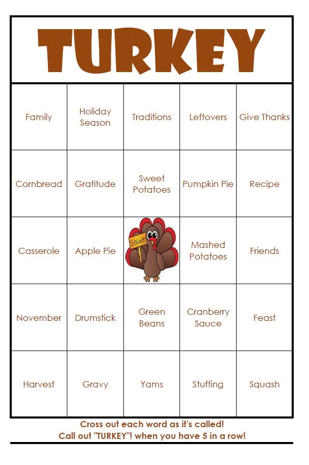 Printable Turkey Bingo Cards Printable Free Templates
