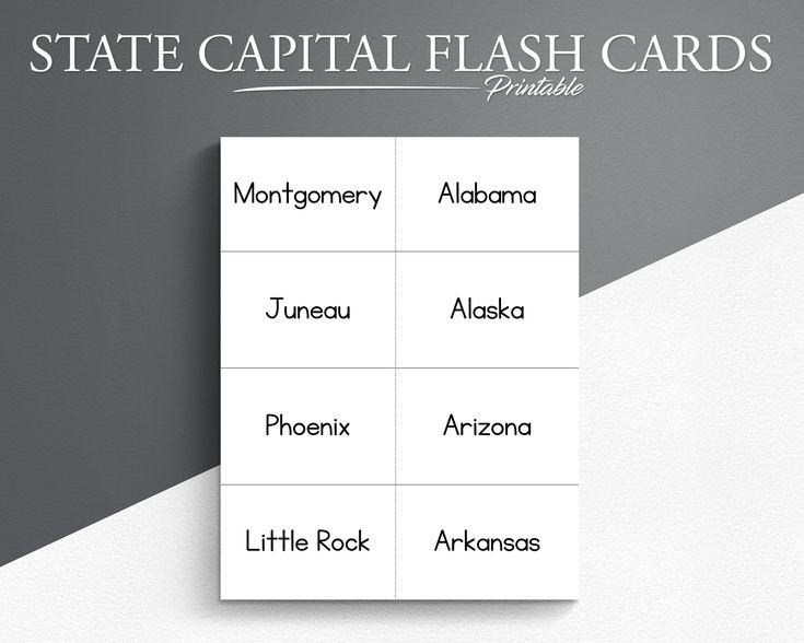 Printable US States And Capitals Flash Cards US Geography Learn The 