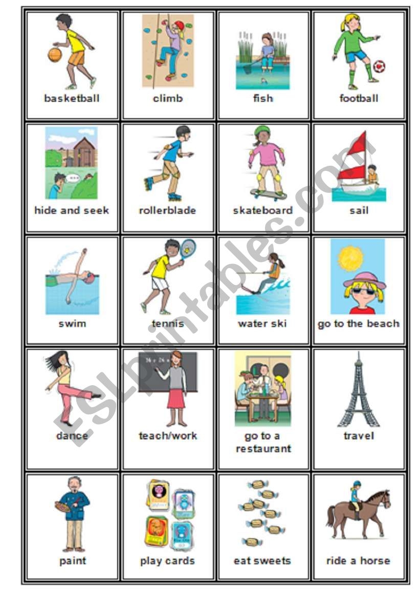 Printable Verb Picture Cards