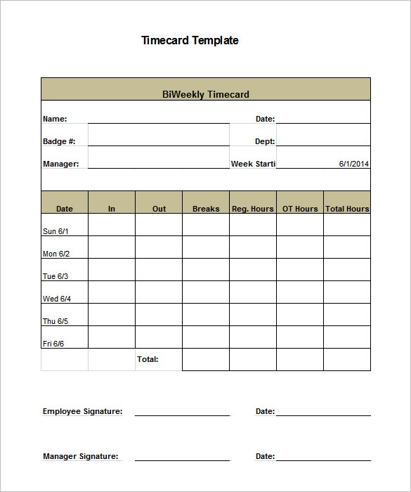 Printable Weekly Time Card Template Business PSD Excel Word PDF
