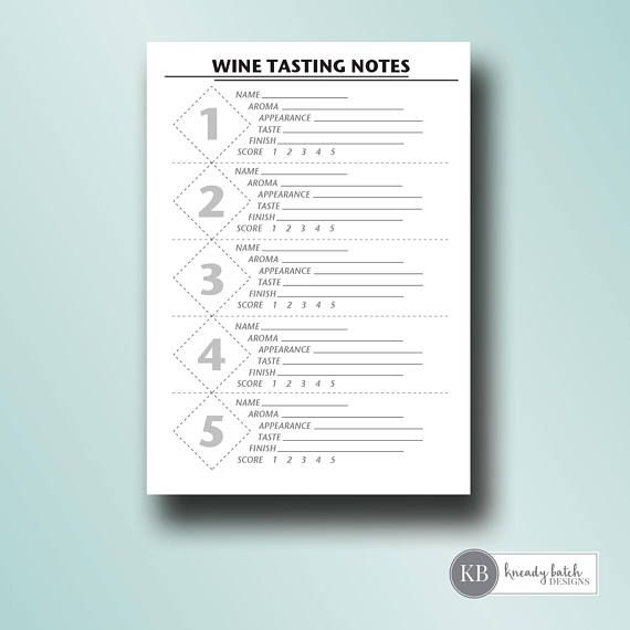 Printable Wine Tasting Score Cards Wine Tasting Party Tasting Notes 