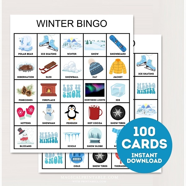 winter bingo cards free printable