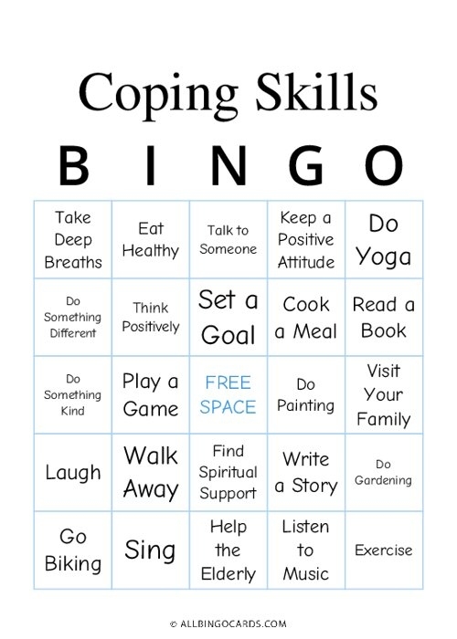 printable worksheets free printable coping skills bingo cards