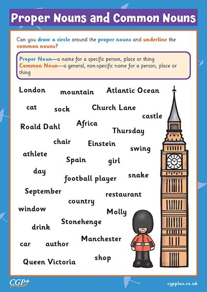 Proper Nouns And Common Nouns Word Sort Years 3 4 CGP Plus 