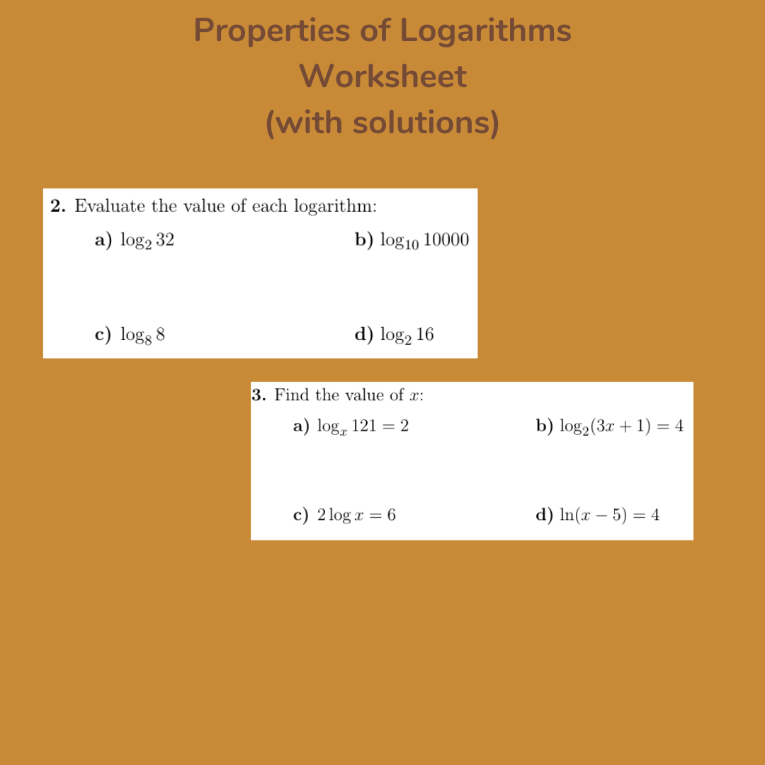 worksheet properties of logarithms