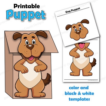 dog paper bag puppet template