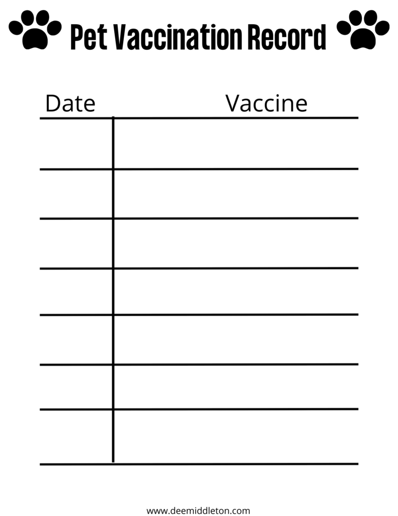 Puppy Vaccine Record Printable Calendar Printables
