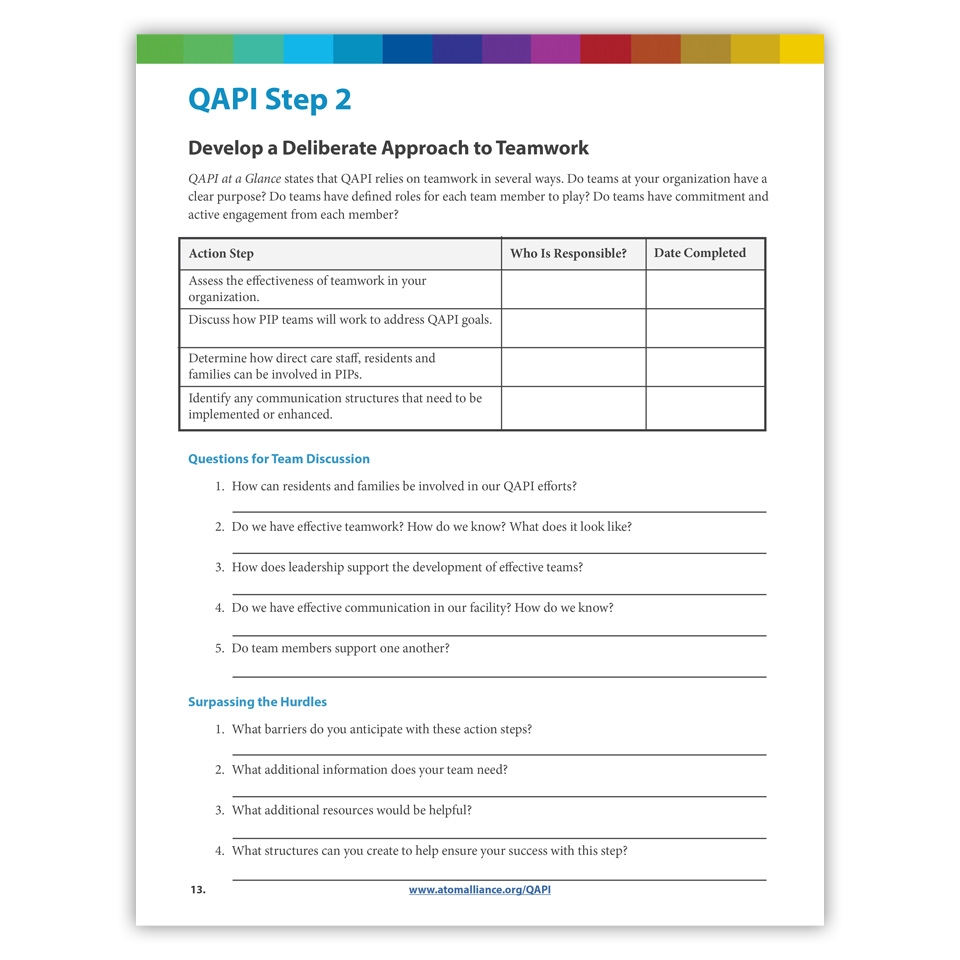 QAPI Step 2 Teamwork Worksheet Resourcehub Exchange