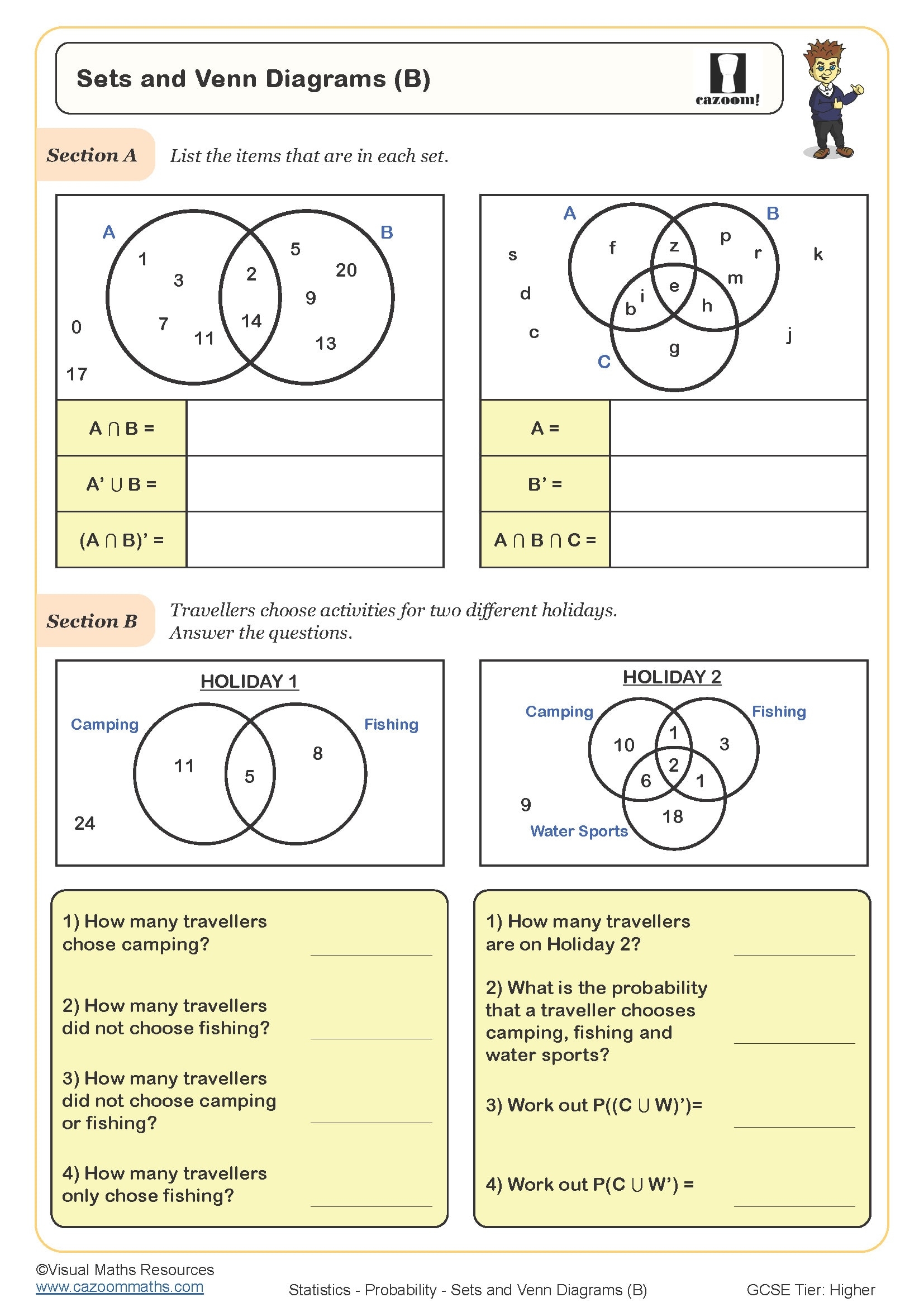 Quiz Worksheet Venn Diagrams Study Worksheets Library