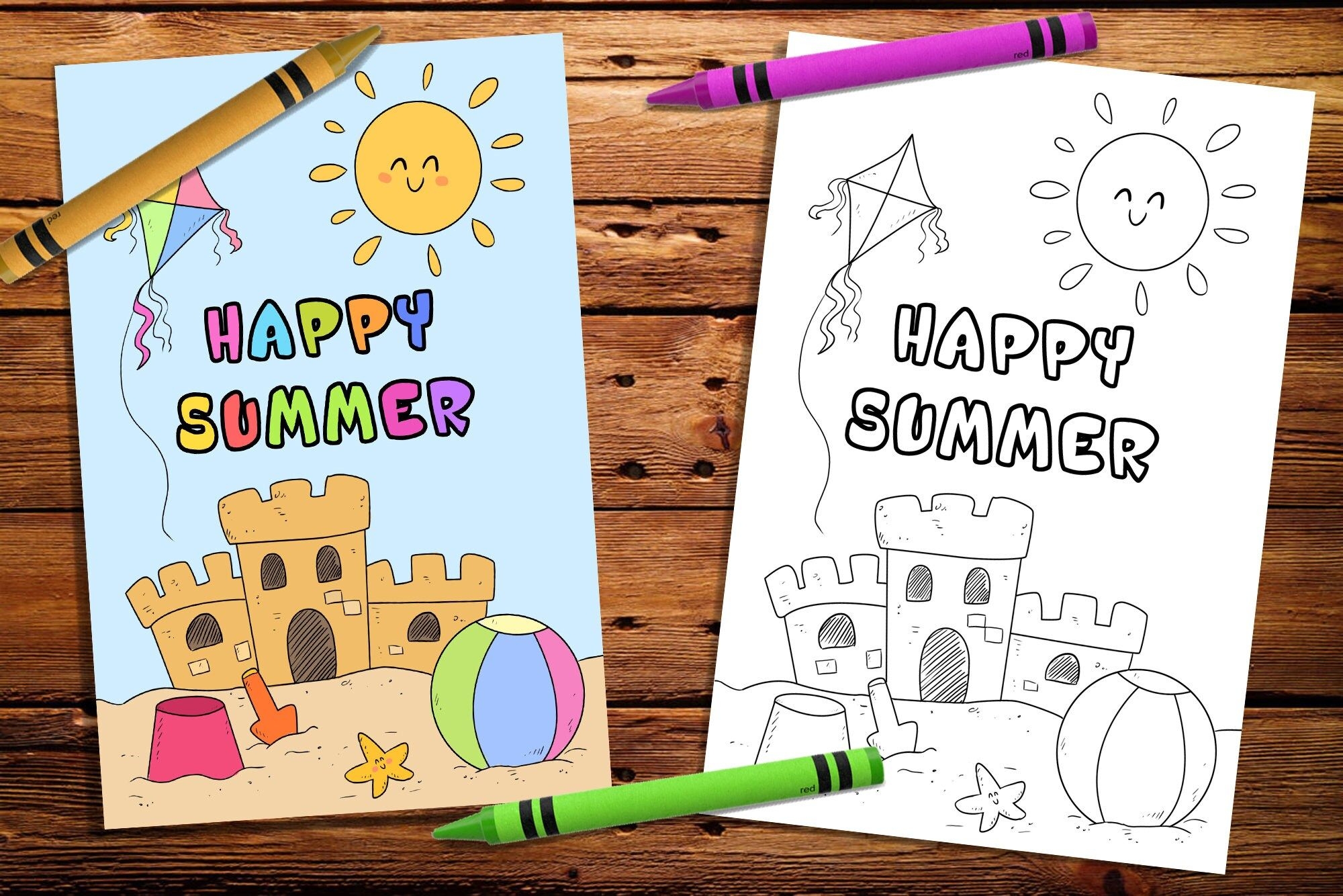 quot Coloring Summer Card Printable Happy Summer Card Summer Card Castle