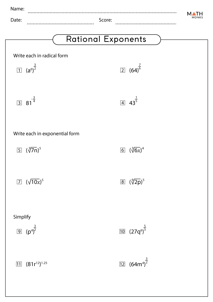 Rational Exponents Worksheets Math Monks Worksheets Library