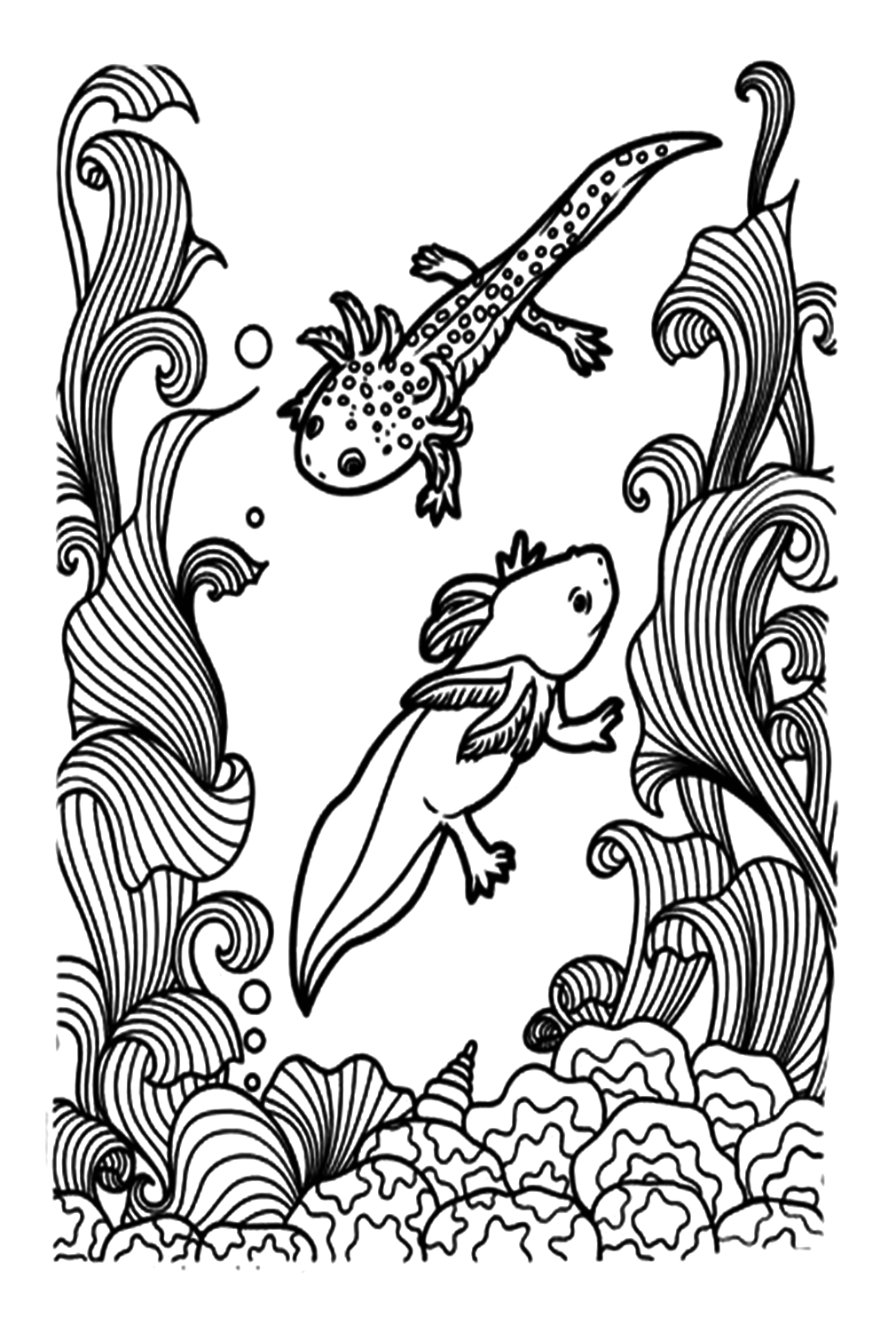 Realistic Axolotl Coloring Page Free Printable Coloring Pages