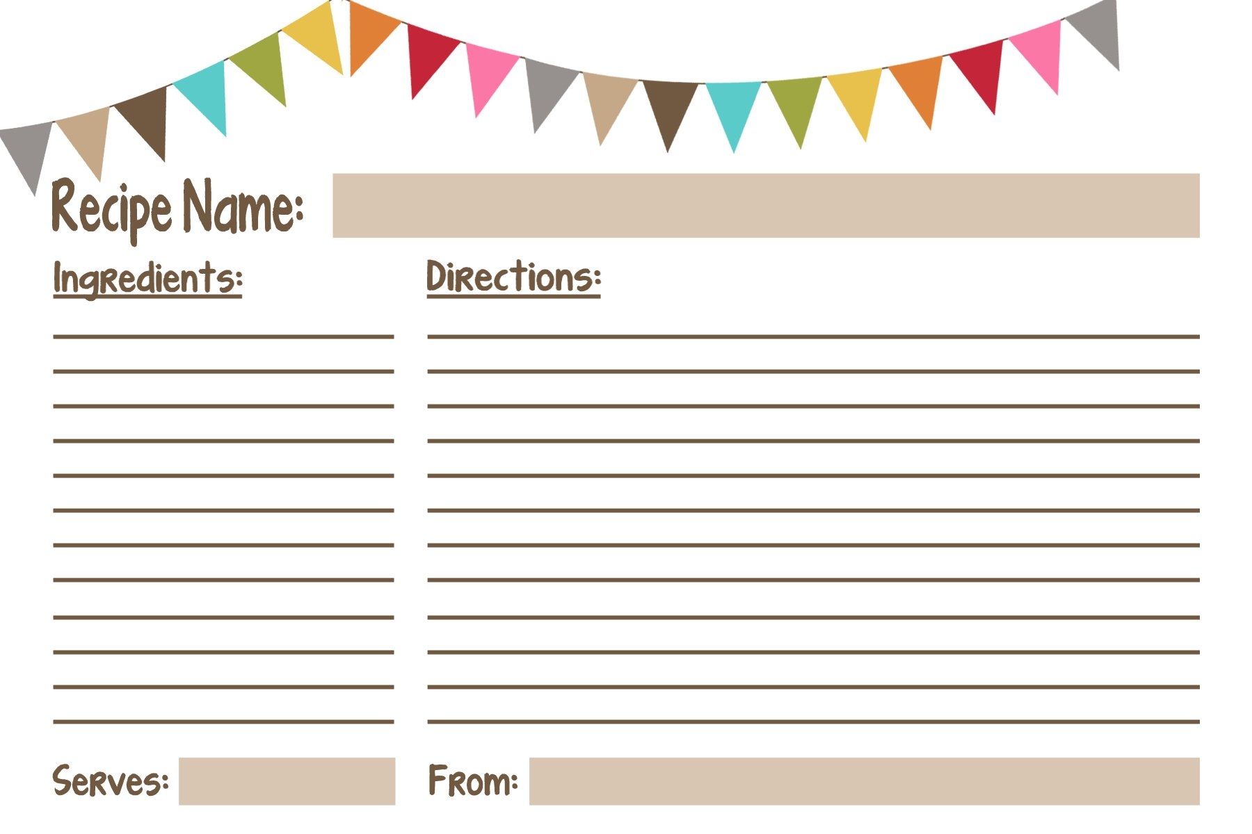 recipes cards printable