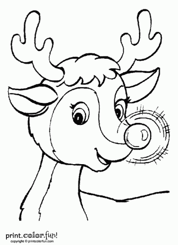 Rudolph The Red Nosed Reindeer Coloring Page Print Color Fun 