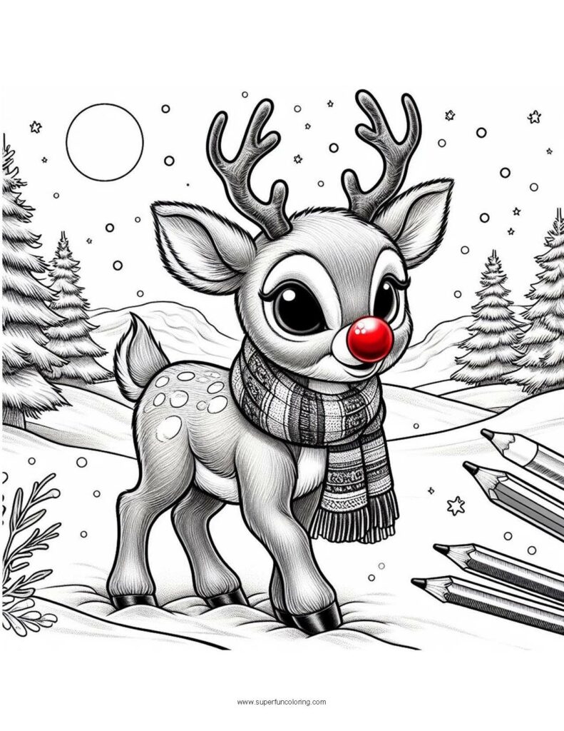 Rudolph The Red Nosed Reindeer Coloring Page