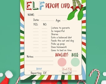 Santa Report Card Printable Etsy