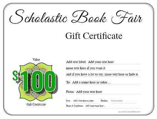 Scholastic Book Fair Gift Certificate Templates Worksheets Library