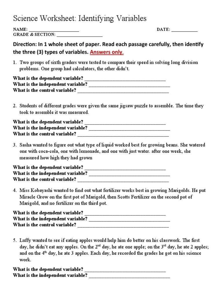 Science Worksheet Identifying Variables PDF Worksheets Library