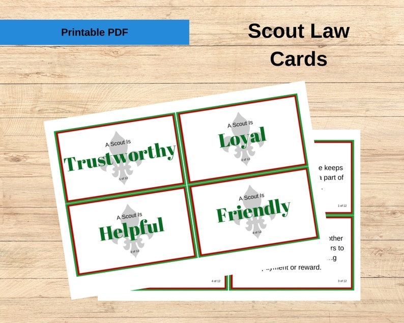 Scout Law Printable Cards Etsy