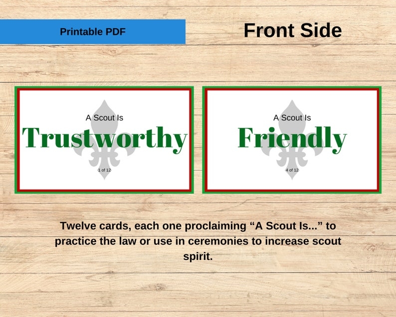 Scout Law Printable Cards Etsy