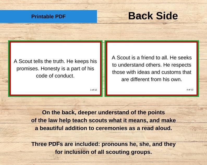 scout law printable cards