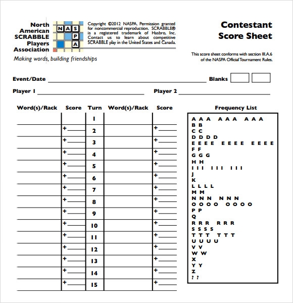 Scrabble Cheat Sheet Printable