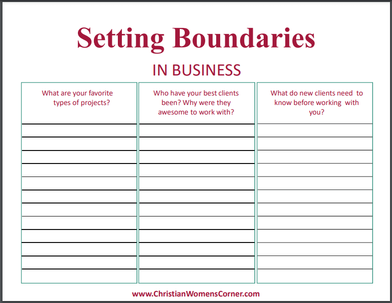 Setting Boundaries In Business Worksheets Library