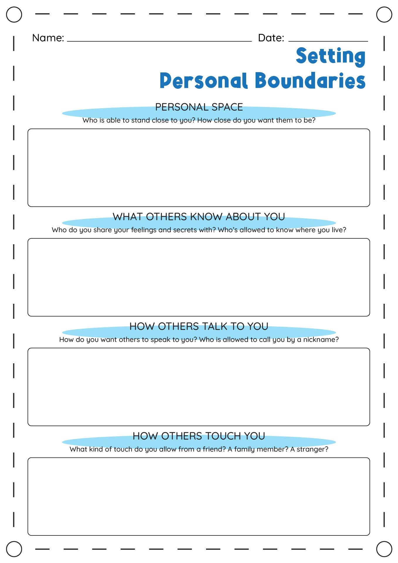 Setting Personal Boundaries Worksheets In 2024 Boundaries Worksheet