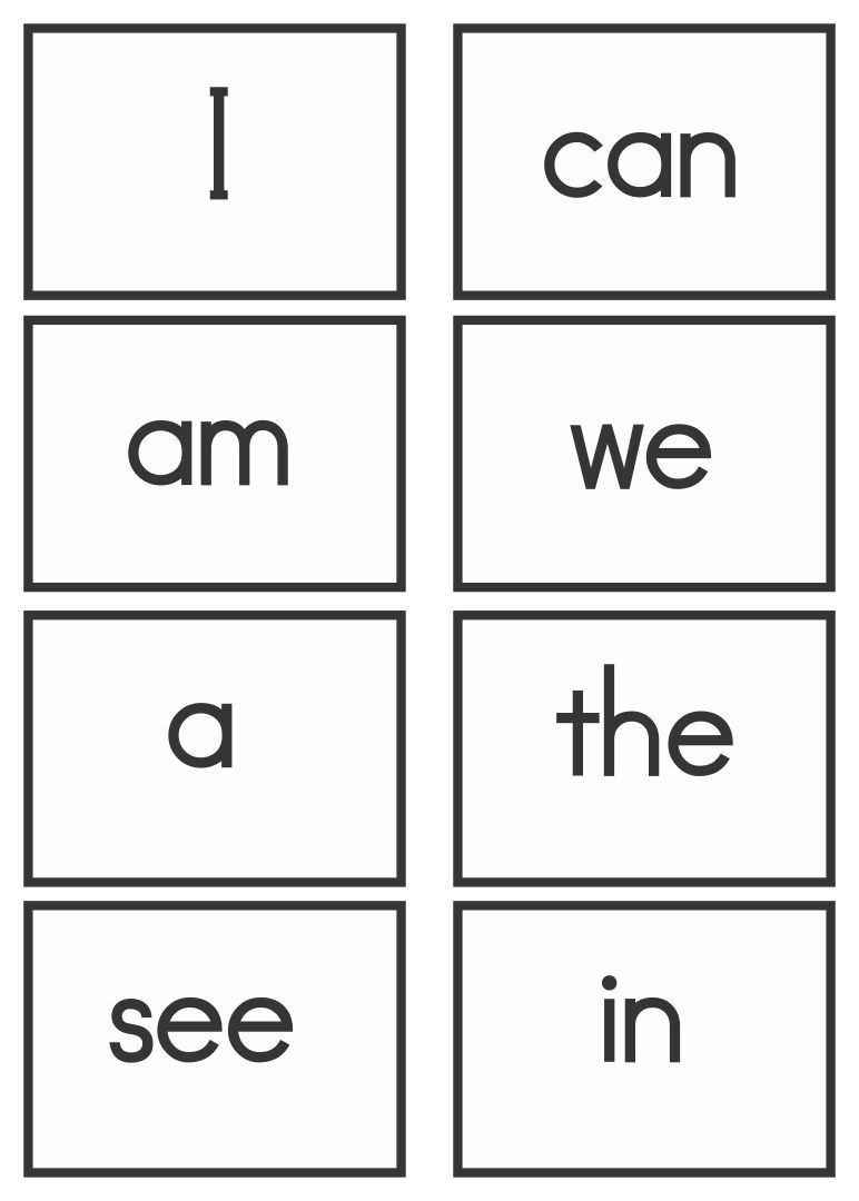 sight words cards printable