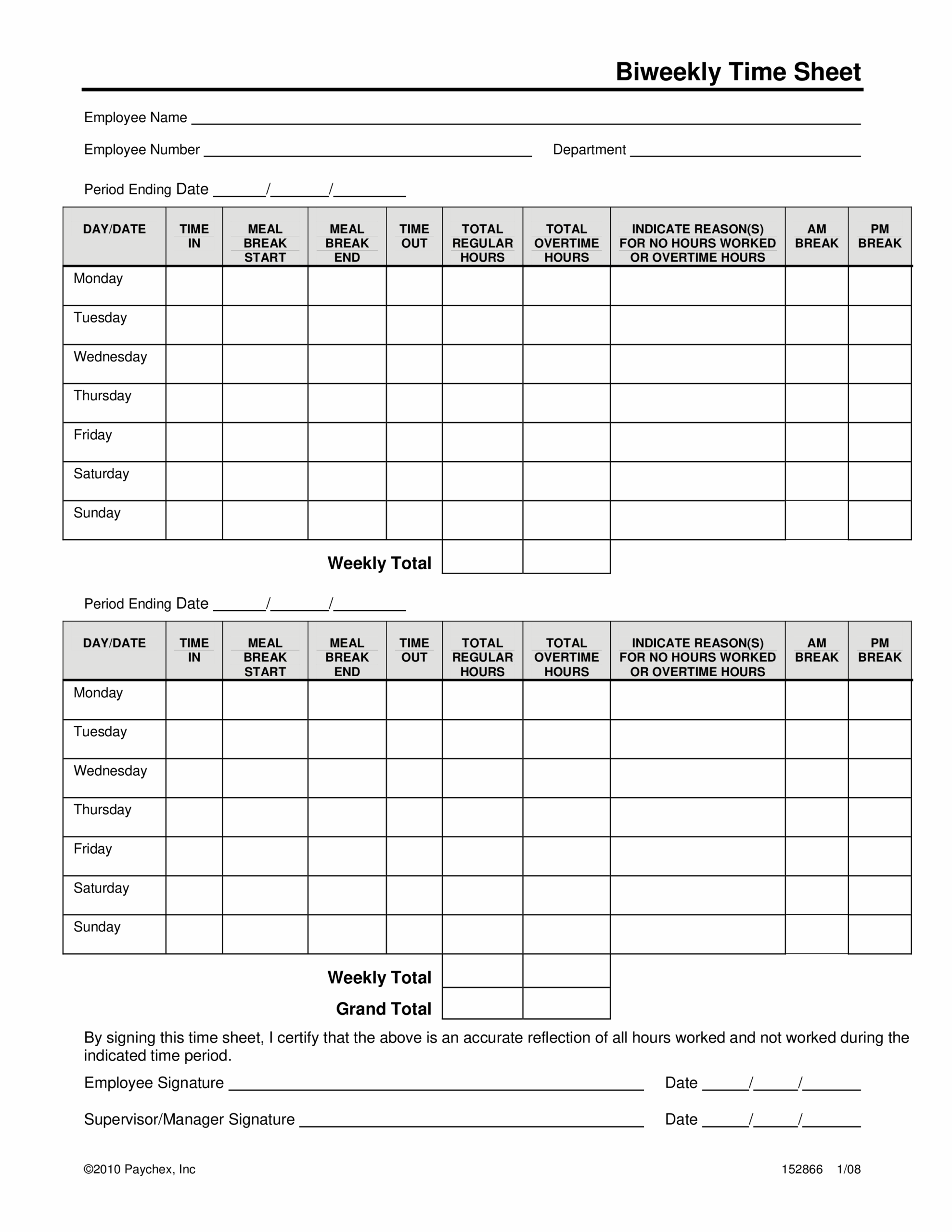 Simple Biweekly Timesheet Printable Time Sheet Time Sheet Printable