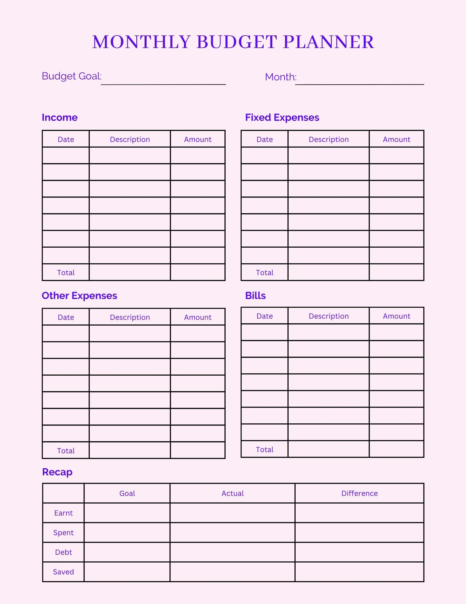 monthly budgeting pdf